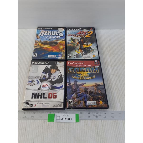 (4) Playstation 2 Games, Heros Of The Pacific, NHL 06, Misc