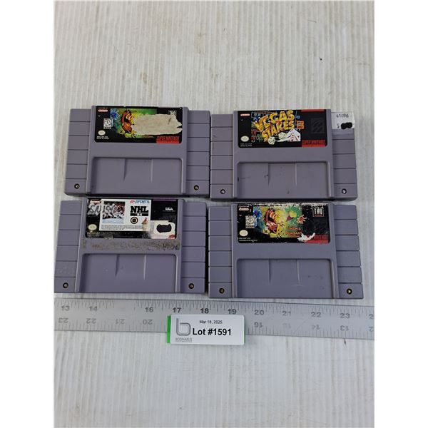 (4) Super Nintendo Cartridge Video Games (NHL94, Vegas Stakes)