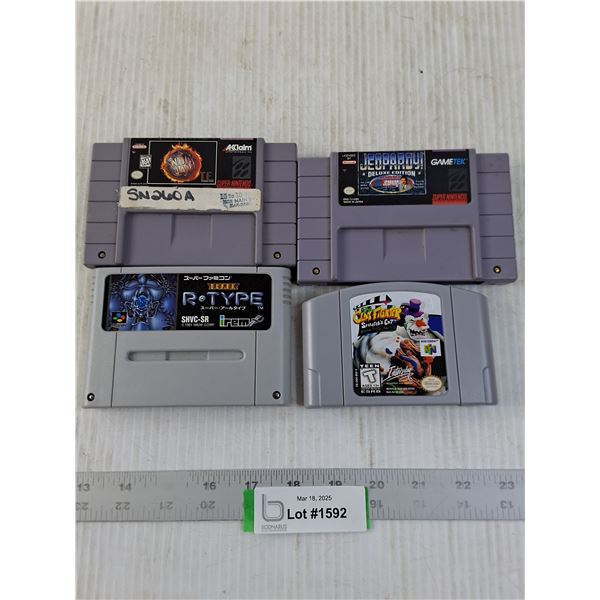 (4) Cartridge Video Games (Super Nintendo, irem)