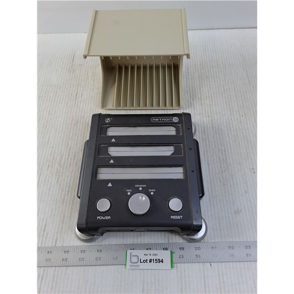 Retron3 Video Game Power Base - No Controllers Included - Untested - As is, Plastic Disk Storage