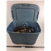 Image 1 : Plastic Storage Bin 23" x 16" x 15" with Lid, (30+) Clothes Hangers
