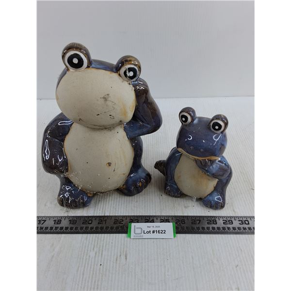 Set of 2 Outdoor Ceramic Decor Frogs