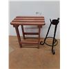 Image 1 : * Small Wooden Patio Table 19" High & Metal Holder