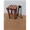Image 2 : * Small Wooden Patio Table 19" High & Metal Holder