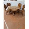 Image 1 : * Vintage Wooden Dining Table 48" Dia x 30" Height & 4 High-Back 41" Chairs