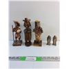 Image 1 : (2) Paper Mache Peasant Decorations, Carved Wood Idol and Silver Plated Salt & Pepper Shakers