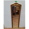 Image 1 : * Vintage Gold Etched Wooden Framed Mirror  52" x 15.5"