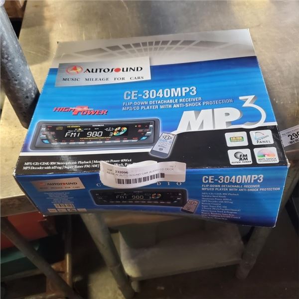 AS NEW AUTO SOUND CAR AUDIO CD DECK WITH REMOTE