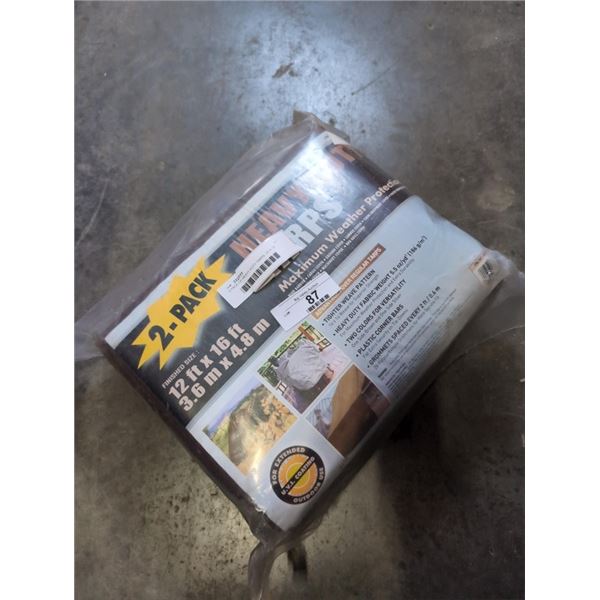 2 PACK OF HEAVY DUTY TARPS, 12' X 16 