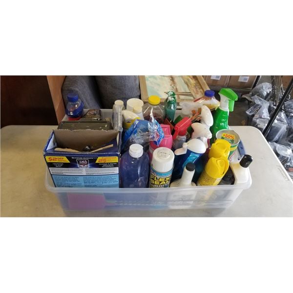 BIN OF CLEANING SUPPLIES