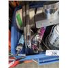 Image 3 : TOTE OF ASSORTED ITEMS INCLUDING LED LANTERN, DRYWALL TAPE AND MORE