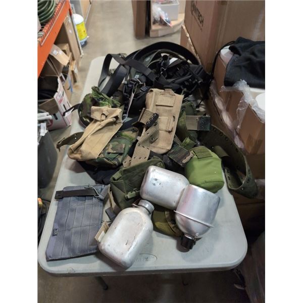 LOT OF TACT5ICAL SLINGS, BELTS AND MILITARY ITEMS