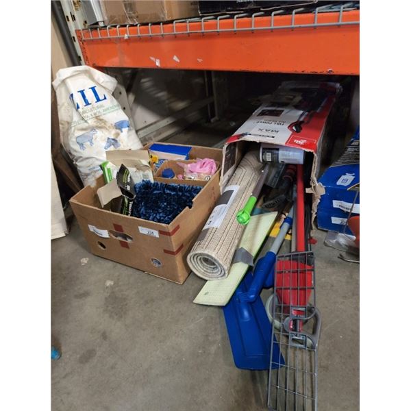 SHARK VAC, SWIFFER, AND ASSORTED CLEANING SUPPLIES