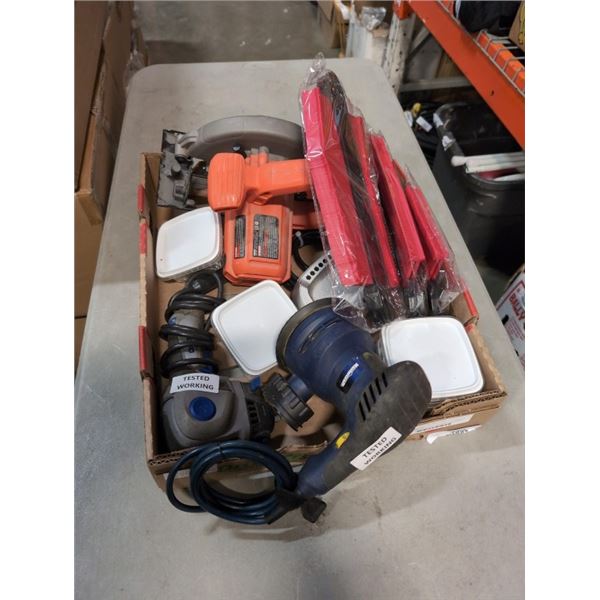 LOT OF POWER TOOLS, HARDWARE AND TOOLS ALL WORKING.
