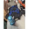 Image 1 : HIKING BACKPACK AND DIETZ LANTERN WITH SLEEPING SACK AND PICNIC SUPPLIES