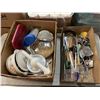 Image 1 : 2 BOXES OF KITCHEN SUPPLIES AND SERVING ITEMS