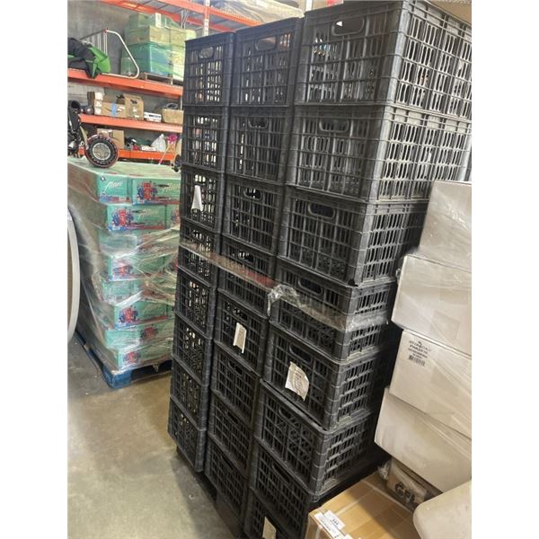 24 BLACK PLASTIC STACKING BINS
