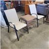 Image 1 : PIER ONE IMPORTS PATIO TABLE AND 2 BLACK STACKING PATIO CHAIRS