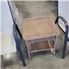 Image 3 : PIER ONE IMPORTS PATIO TABLE AND 2 BLACK STACKING PATIO CHAIRS