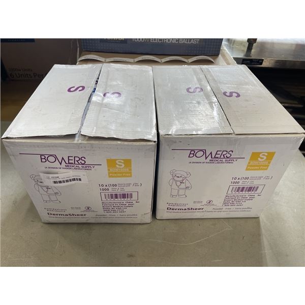 2 CASES OF VINYL GLOVES, 10 BOXES OF 100 IN EACH CASE, SIZE SMALL