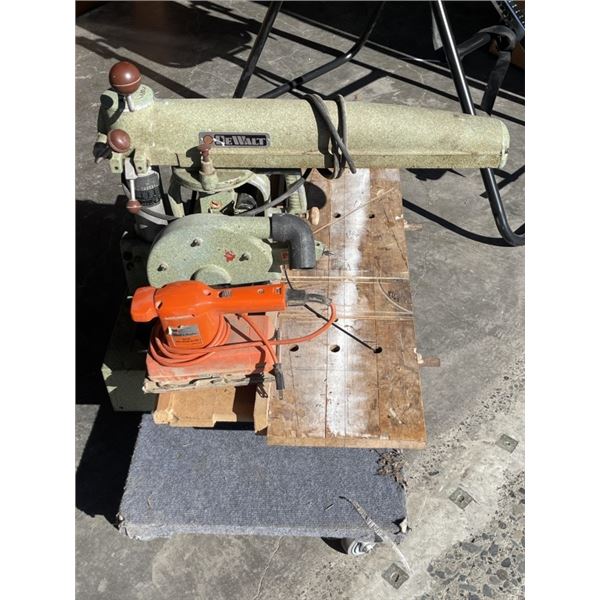 DEWALT RADIAL ARM SAW WITH BLACK AND DECKER SANDER