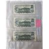 Image 2 : 3 MINT CANADIAN $1 BILLS IN SEQUENCE 838, 839, 840 LAST ISSUE $1 BILL