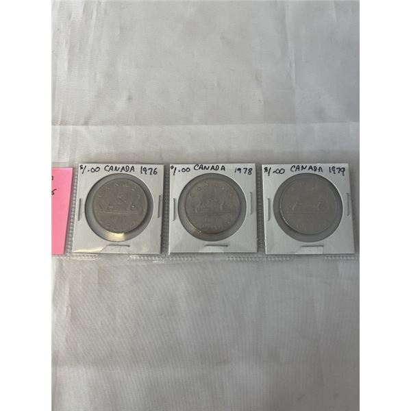 3 CANADIAN DOLLARS 1976, 1978, 1979
