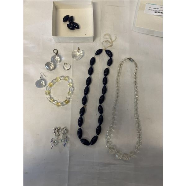 CRYSTAL AND COBALT BEAD NECKLACES AND OTHER ITEMS