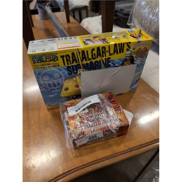 YUGIOH LEGENDARY DUELISTS SOULBURNING VOLCANO TRADING CARDS AND TRAFALGAR-LAW'S SUBMARINE