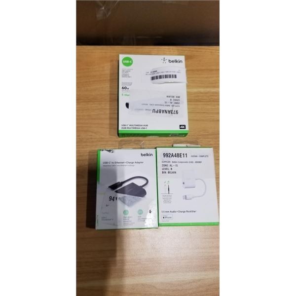 BELKIN 60W USB-C MULTIMEDIA HUB, USB-C TO ETHERNET PLUS CHARGE ADAPTER AND AUDIO AND CHARGER FOR IPH