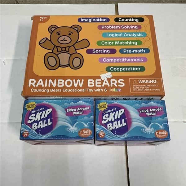 NEW RAINBOW BEAR EDUCATIONAL TOY AND 2 NEW SKIP BALL SETS