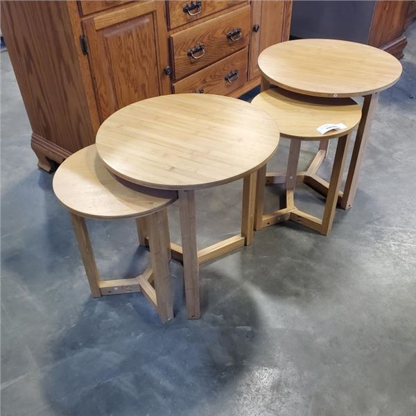 4 ROUND BAMBOO NESTING TABLES