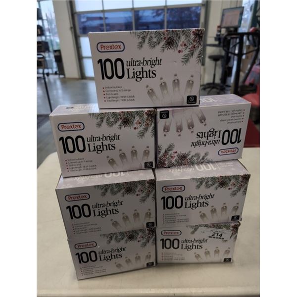 11 NEW PREXTEX XMAS LIGHTS, 100 ULTRA BRIGHT LIGHTS PER PACKAGE