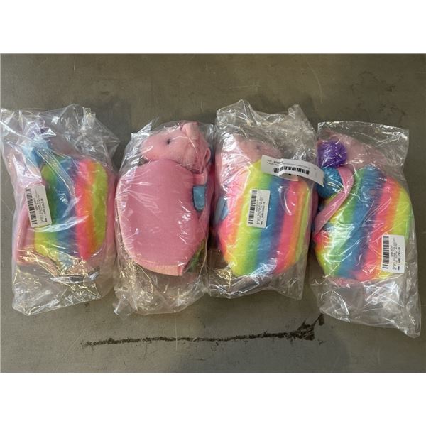 4 AURORA RAINBOW PINK UNICORN 8" PLUSH STUFFED ANIMALS