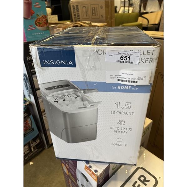 INSIGNIA 26LB PORTABLE ICE MAKER - TESTED WORKING, RETAIL $299