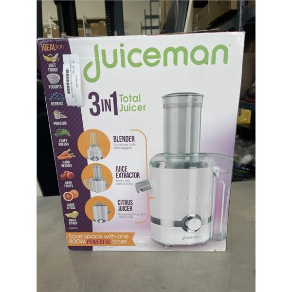 JUICEMAN 3IN1 TOTAL SLOW CITRUS JUICER - TESTED WORKING, RETAIL $109