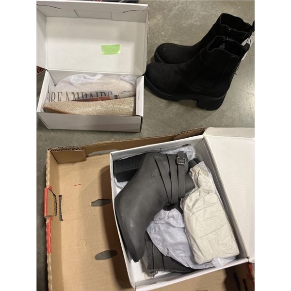 THREE NEW PAIRS OF WOMEN'S BOOTS AND SHOES SIZE 8.