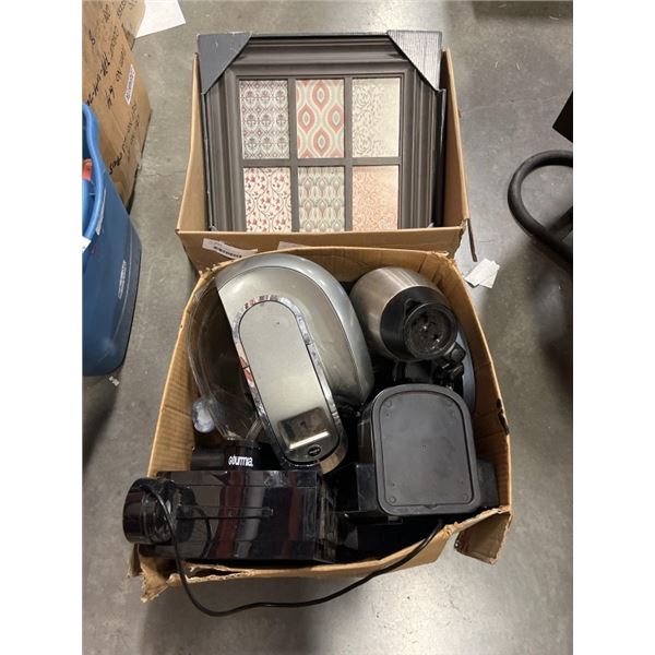2 BOXES OF APPLIENCES AND FIRE EXTINGUISHERS