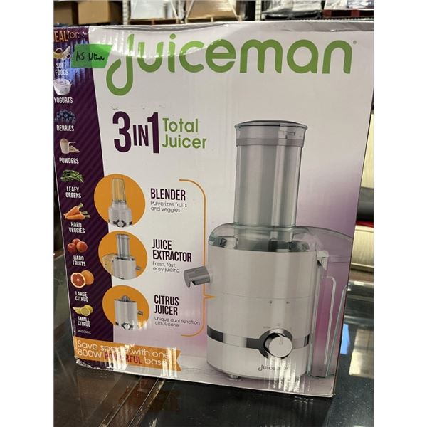AS NEW JUICEMAN 3 IN 1 TOTAL JUICER