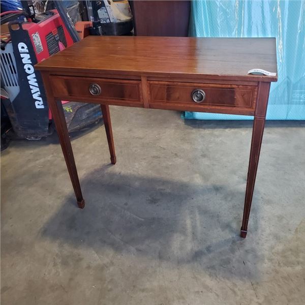 ANTIQUE INLAID 2 DRAWER HALL TABLE