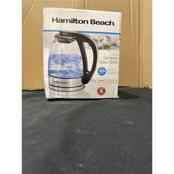 HAMILTON BEACH 1L COMPACT KETTLE - TESTED WORKING, RETAIL $44