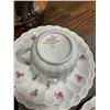 Image 2 : SET OF 4 SPADE CUPS AND SAUCERS WITH MATCHING BREAD AND BUTTER PLATES VINTAGE CRANBERRY GLASS VASE A