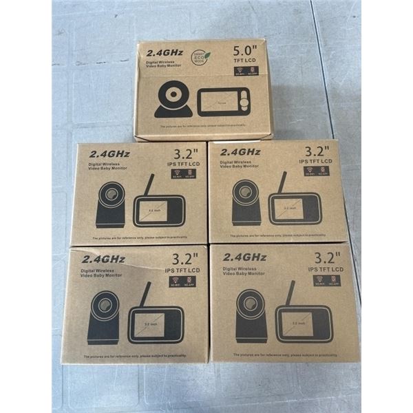 4 DIGITAL WIRELESS VIDEO BABY MONITOR WITH 3.2  SCREEN AND ONE WITH 5  SCREEN
