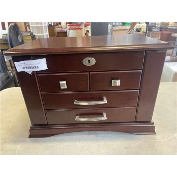 JEWELRY BOX WITH CONTENTS AND KEY