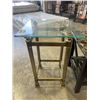 Image 3 : BRASS END TABLE WITH BEVELLED GLASS TOP, AND SQAURE ENDTABLE