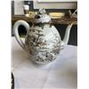 Image 2 : ORIENTAL TEA SETS 7 PIECES, WOODEN BOX SOUVENIR SPOON AND FENTON WHITE GLASS DISH.