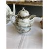 Image 3 : ORIENTAL TEA SETS 7 PIECES, WOODEN BOX SOUVENIR SPOON AND FENTON WHITE GLASS DISH.