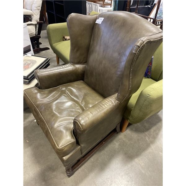 VINTAGE LEATHER WING BACK ARMCHAIR