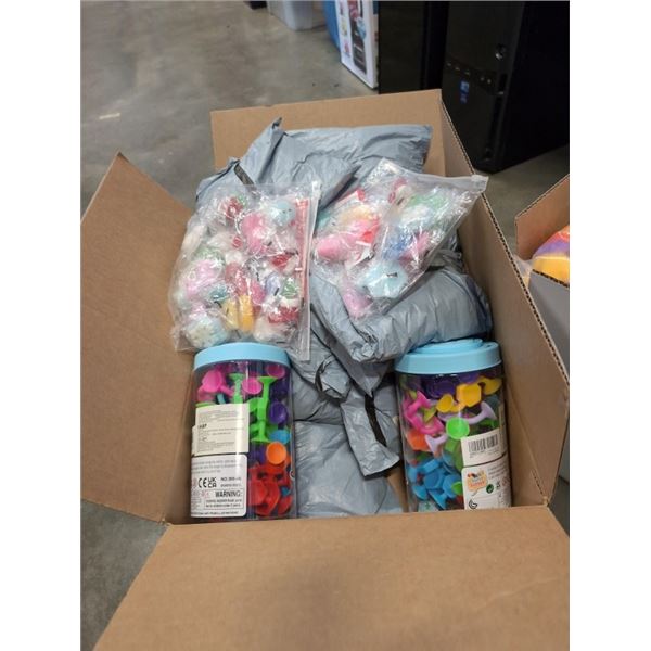 BOX OF NEW SUCTION AND SQUISH TOYS