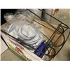 Image 2 : ANTIQUE CHINA PACKING CUBES, AND NEW 50FT HOSE, METAL PLANTSTAND